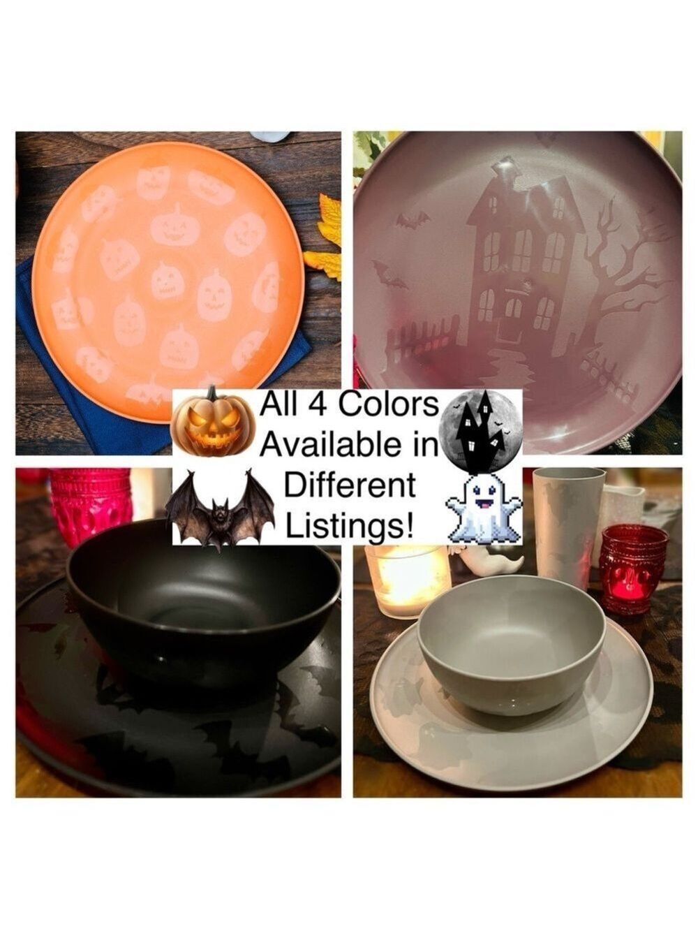 Mainstays Haunted House Dinnerware Set Purple Plum 3 Piece 3-Piece - Picture 15 of 16